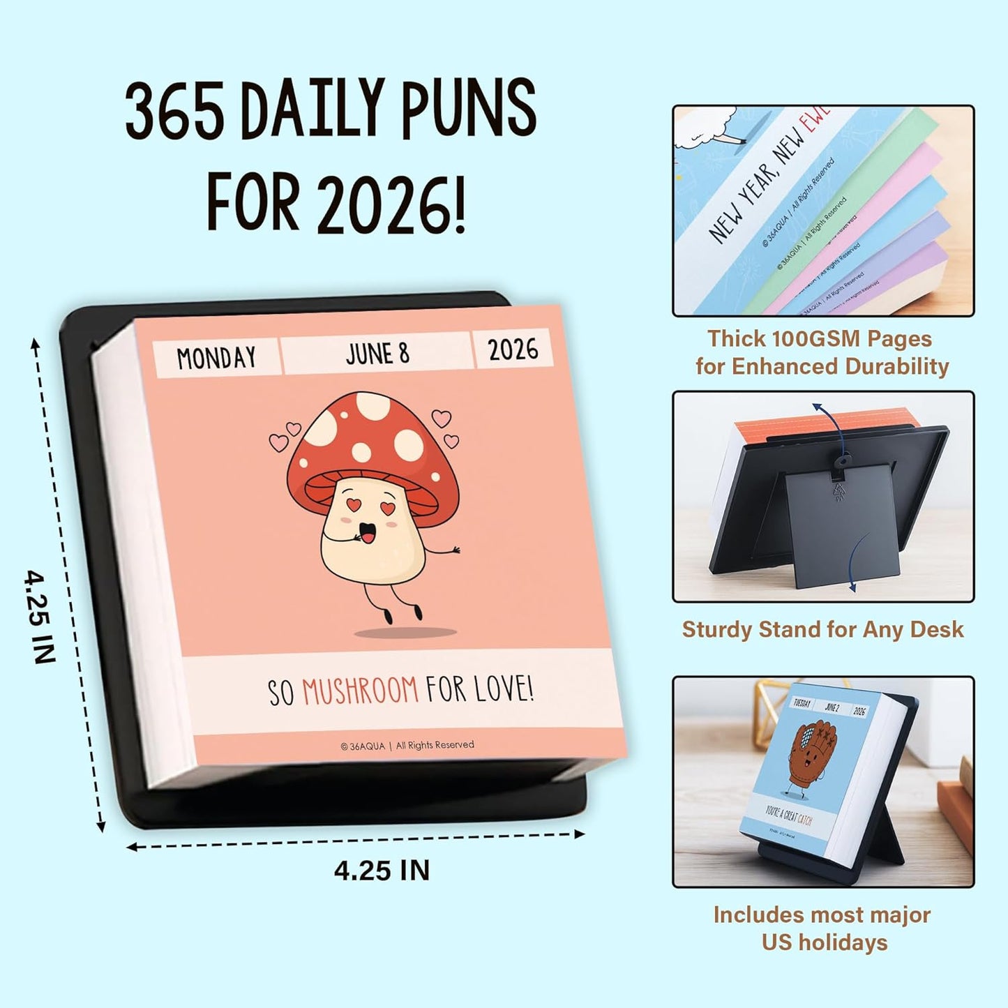 2026 Funny Pun Calendar – Daily Tear-Off Desk Calendar with 365 New Puns & Jokes - Humor Gift for Friends, Family, Coworkers - Punny Christmas Gift, Office & Home Decor