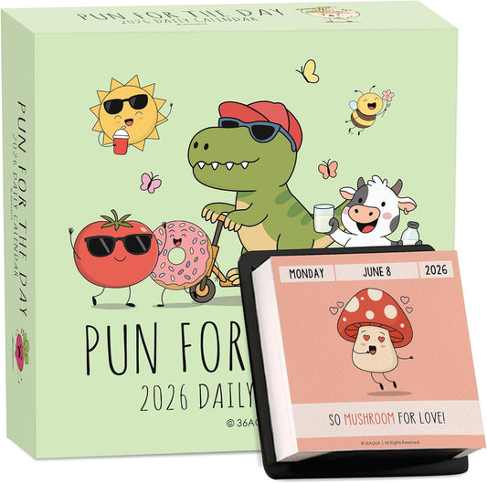 2026 Funny Pun Calendar – Daily Tear-Off Desk Calendar with 365 New Puns & Jokes - Humor Gift for Friends, Family, Coworkers - Punny Christmas Gift, Office & Home Decor