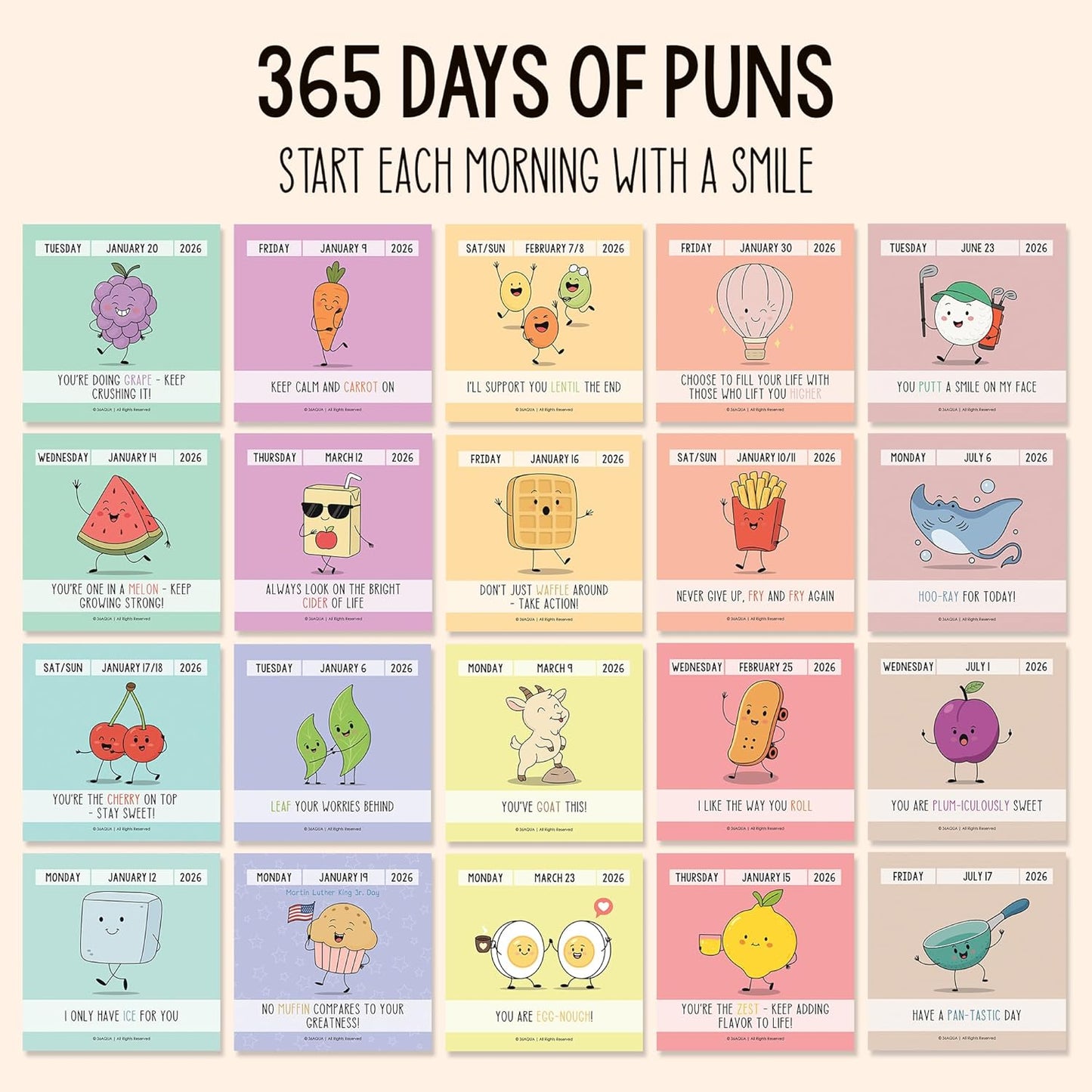 2026 Funny Pun Calendar – Daily Tear-Off Desk Calendar with 365 New Puns & Jokes - Humor Gift for Friends, Family, Coworkers - Punny Christmas Gift, Office & Home Decor