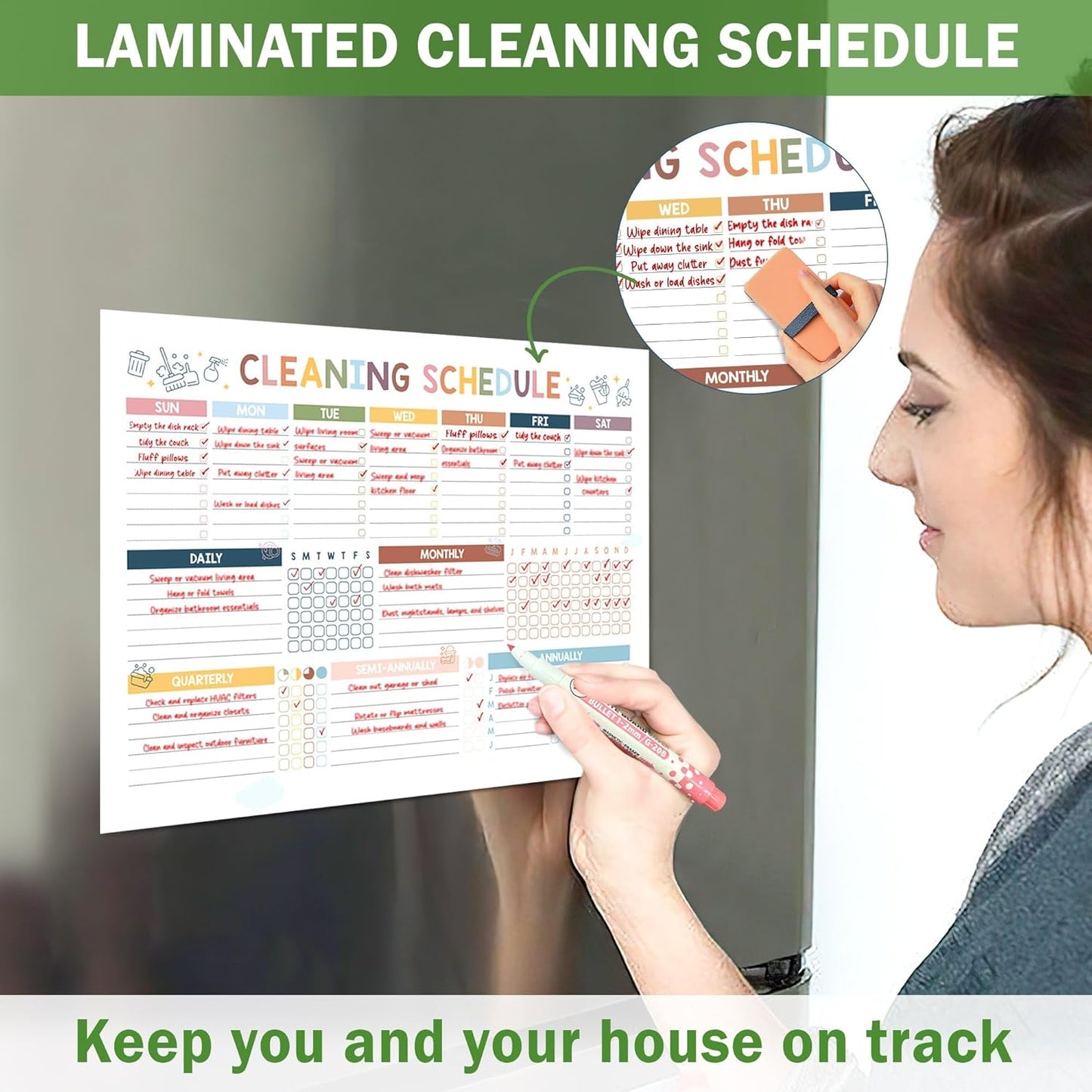 ADHD Cleaning Planner - Cleaning Schedule and Checklist Organizer for Adults and Teens - Daily, Weekly & Monthly Household Cleaning Checklist for ADHD Minds - Stress-Free Housework